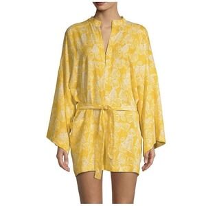 Free People The Only Rober Romper Small NWT Linen Yellow Seashell Boho Coastal